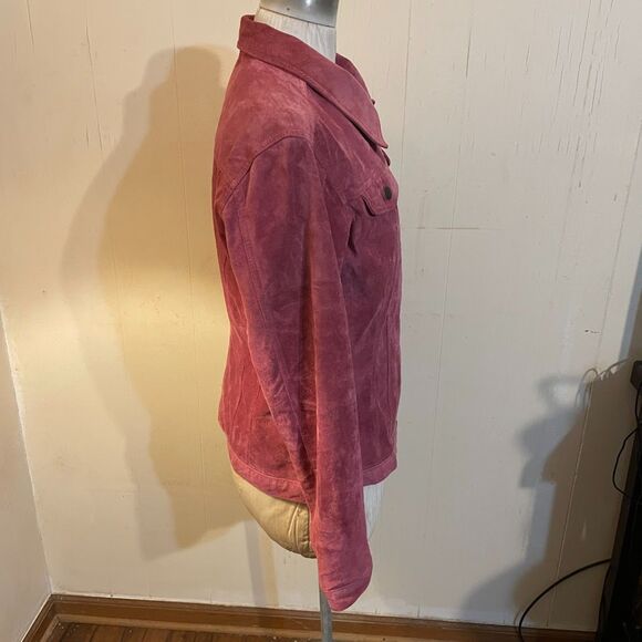 Women's FOR JOSEPH PINK WASHABLE SUEDE Trucker Jacket L - Picture 5 of 9